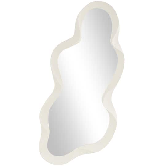 18" x 39" Wood Wavy Room Wall Mirror with Dimensional Frame